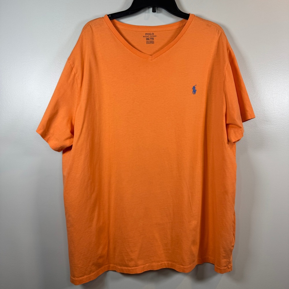 Polo Ralph Lauren T-Shirt Mens XXL V-Neck Coral Short Sleeve Pony Logo‎ Cotton